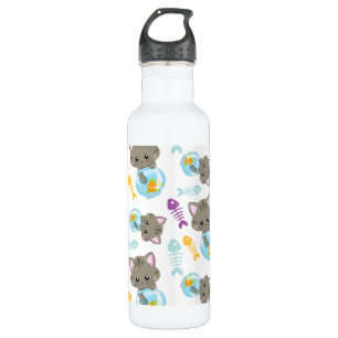 Pattern Of Cats, Cute Cats, Kittens, Fish 710 Ml Water Bottle