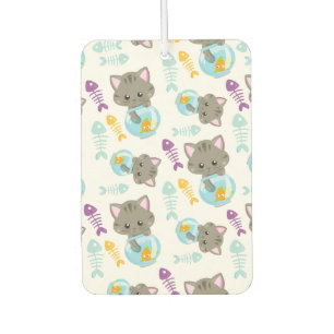 Pattern Of Cats, Cute Cats, Kittens, Fish Car Air Freshener