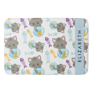 Pattern Of Cats, Cute Cats, Kittens, Your Name Bath Mat