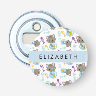 Pattern Of Cats, Cute Cats, Kittens, Your Name Bottle Opener