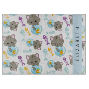 Pattern Of Cats, Cute Cats, Kittens, Your Name Cutting Board