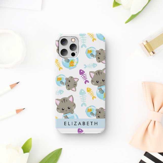 Pattern Of Cats, Cute Cats, Kittens, Your Name iPhone 16 Case (Creator Uploaded)
