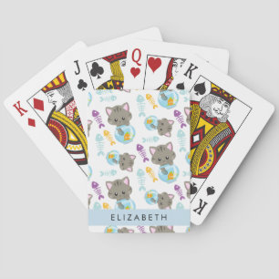 Pattern Of Cats, Cute Cats, Kittens, Your Name Playing Cards