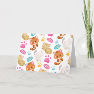 Pattern Of Cats, Cute Cats, Kitty, Kittens, Paws Card