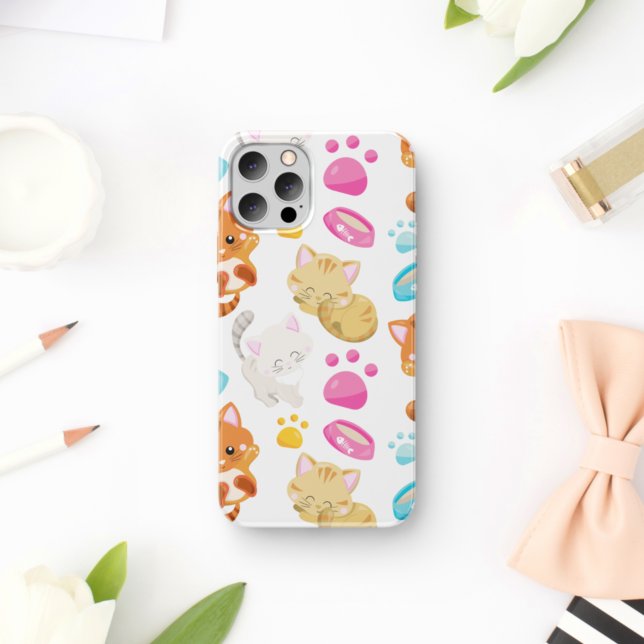 Pattern Of Cats, Cute Cats, Kitty, Kittens, Paws Case-Mate iPhone Case (Creator Uploaded)