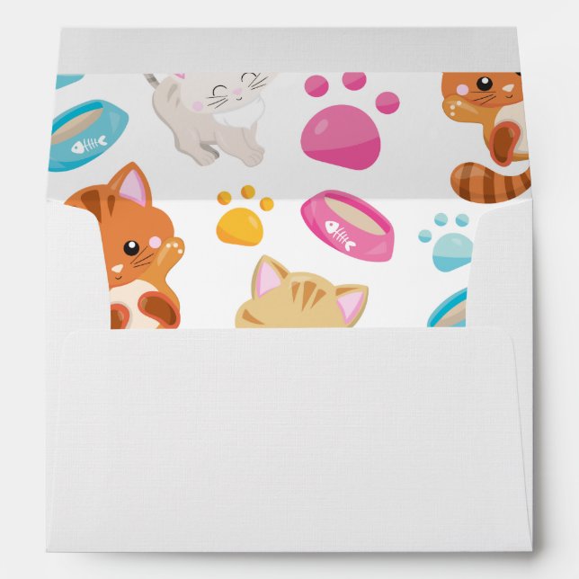 Pattern Of Cats, Cute Cats, Kitty, Kittens, Paws Envelope (Back (Bottom))