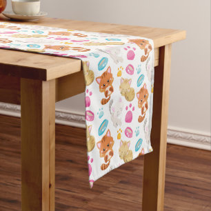 Pattern Of Cats, Cute Cats, Kitty, Kittens, Paws Medium Table Runner