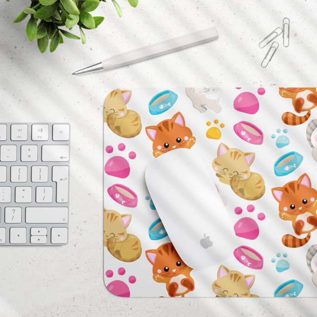 Pattern Of Cats, Cute Cats, Kitty, Kittens, Paws Mouse Pad (Creator Uploaded)