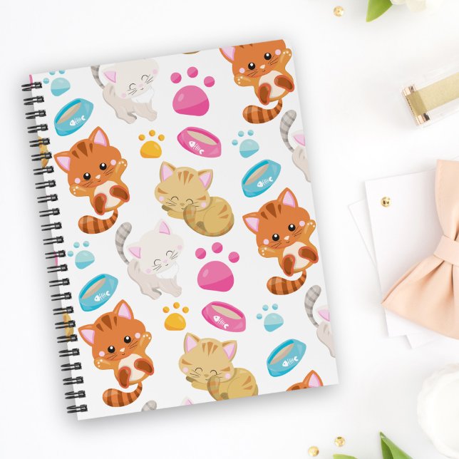 Pattern Of Cats, Cute Cats, Kitty, Kittens, Paws Notebook (Creator Uploaded)