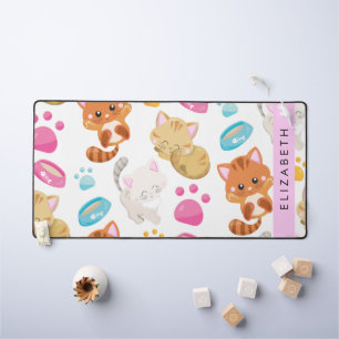 Pattern Of Cats, Cute Cats, Kitty, Paws, Your Name Desk Mat