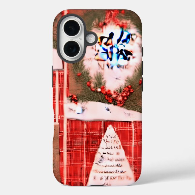 Pattern of Christmas cards with holiday decoration Case-Mate iPhone Case (Back)