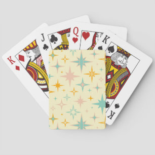 Pattern of colorful retro stars playing cards
