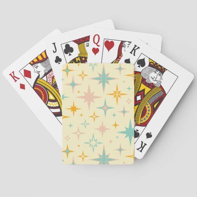 Pattern of colorful retro stars playing cards (Back)