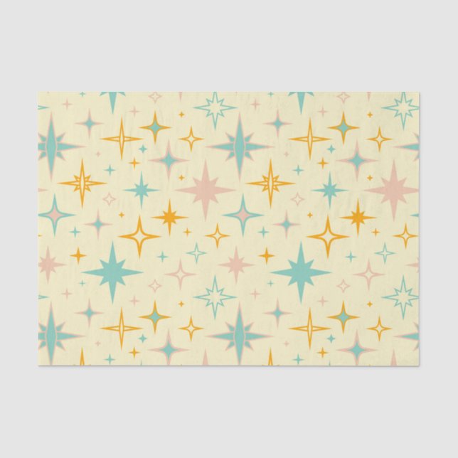 Pattern of colorful retro stars tissue paper (Front)