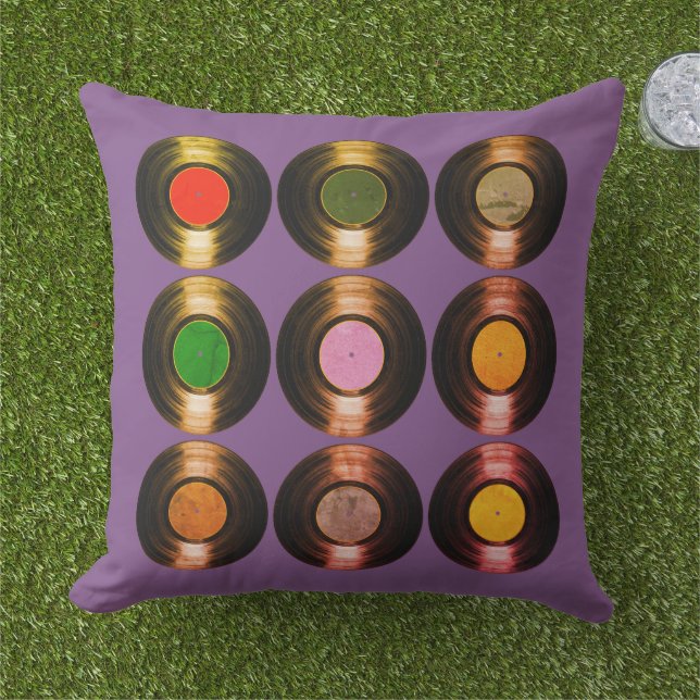 pattern of colour vinyl records cool outdoor cushion (Grass)