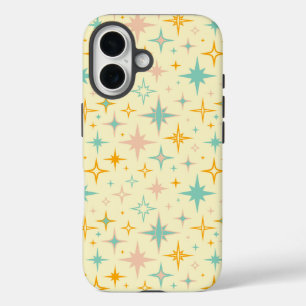 Pattern of colourful retro stars iPhone 16 case