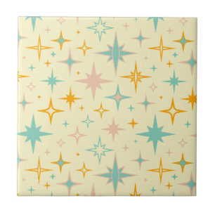 Pattern of colourful retro stars ceramic tile
