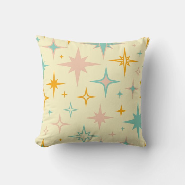 Pattern of colourful retro stars cushion (Front)