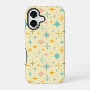 Pattern of colourful retro stars iPhone 16 case