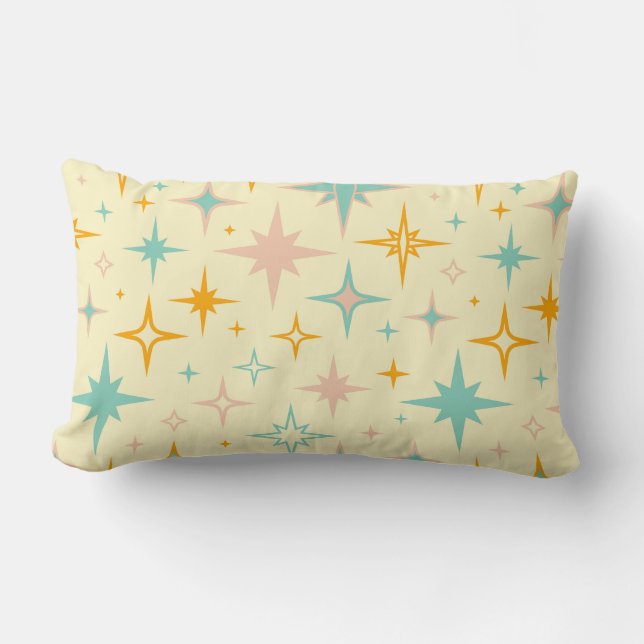 Pattern of colourful retro stars lumbar cushion (Front)