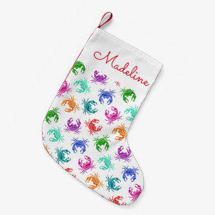 Pattern Of Crabs Add Your Name Small Christmas Stocking