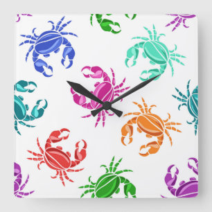 Pattern Of Crabs Square Wall Clock
