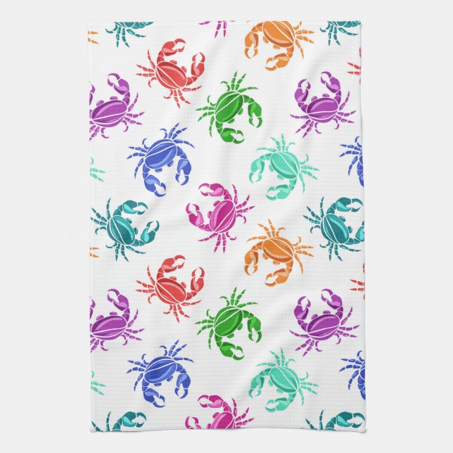 Pattern Of Crabs Tea Towel (Vertical)