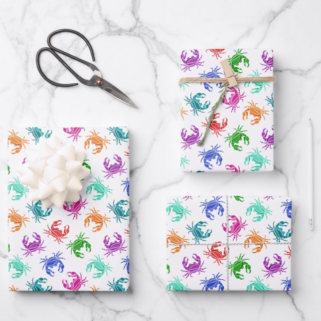 Pattern Of Crabs Wrapping Paper Sheet (Front)