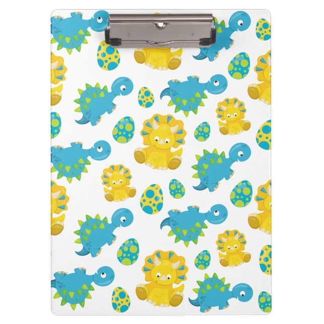 Pattern Of Dinosaurs, Cute Dinosaurs, Baby Dino Clipboard (Front)
