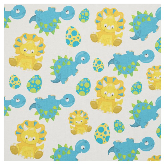 Pattern Of Dinosaurs, Cute Dinosaurs, Baby Dino Fabric (Swatch)