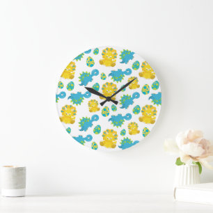 Pattern Of Dinosaurs, Cute Dinosaurs, Baby Dino Large Clock