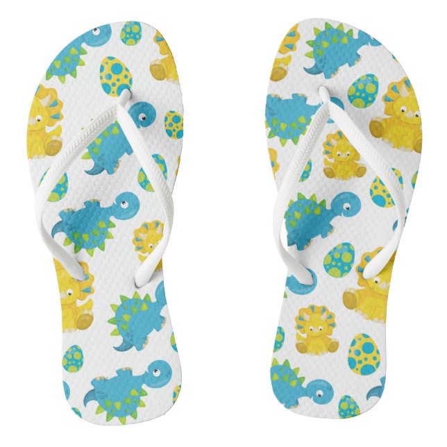 Pattern Of Dinosaurs, Cute Dinosaurs, Baby Dino Thongs (Footbed)