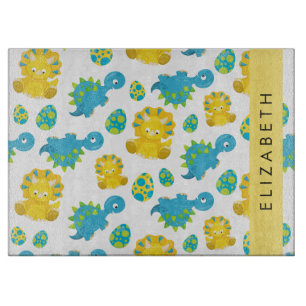 Pattern Of Dinosaurs, Cute Dinosaurs, Your Name Cutting Board