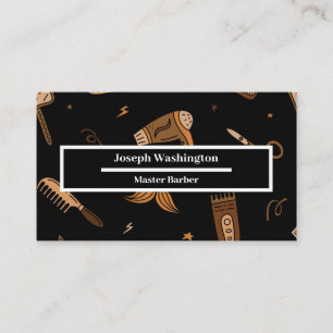 Pattern of Doodle Barber Shop Icons Business Card