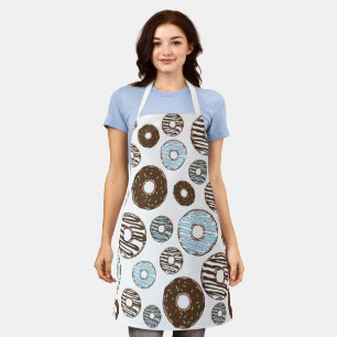 Pattern Of Doughnuts, Blue Doughnuts, Brown Doughn Apron