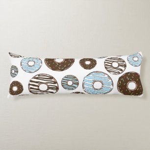 Pattern Of Doughnuts, Blue Doughnuts, Brown Doughn Body Cushion