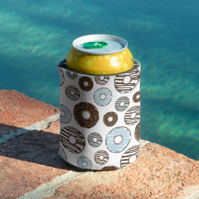 Pattern Of Doughnuts, Blue Doughnuts, Brown Doughn Can Cooler (In Situ Pool)