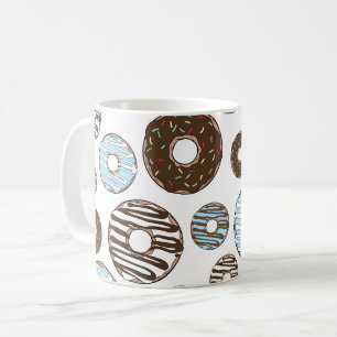 Pattern Of Doughnuts, Blue Doughnuts, Brown Doughn Coffee Mug