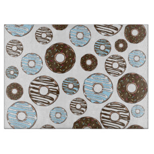 Pattern Of Doughnuts, Blue Doughnuts, Brown Doughn Cutting Board
