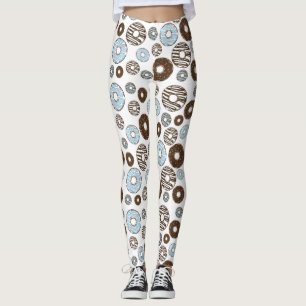 Pattern Of Doughnuts, Blue Doughnuts, Brown Doughn Leggings