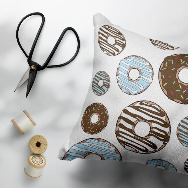 Pattern Of Doughnuts, Blue Doughnuts, Brown Doughn Pillowcase (Creator Uploaded)