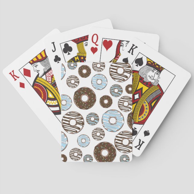 Pattern Of Doughnuts, Blue Doughnuts, Brown Doughn Playing Cards (Back)