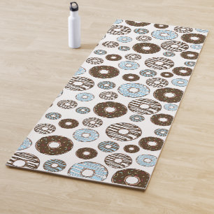 Pattern Of Doughnuts, Blue Doughnuts, Brown Doughn Yoga Mat