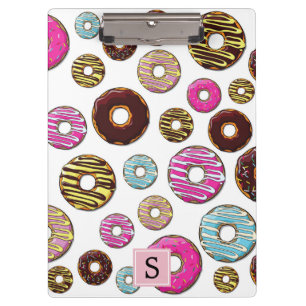 Pattern Of Doughnuts, Colourful Doughnuts, Monogra Clipboard