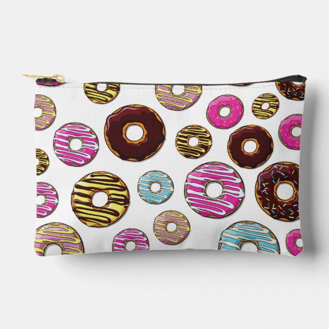 Pattern Of Doughnuts, Colourful Doughnuts, Sprinkl Accessory Pouch (Front)