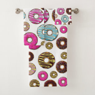 Pattern Of Doughnuts, Colourful Doughnuts, Sprinkl Bath Towel Set