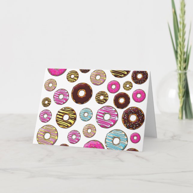 Pattern Of Doughnuts, Colourful Doughnuts, Sprinkl Card (Front)