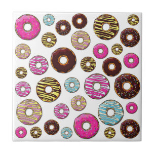 Pattern Of Doughnuts, Colourful Doughnuts, Sprinkl Ceramic Tile
