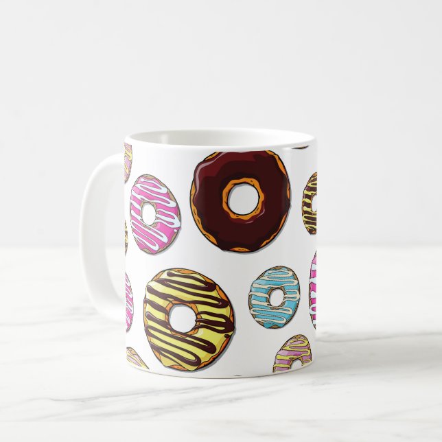 Pattern Of Doughnuts, Colourful Doughnuts, Sprinkl Coffee Mug (Front Left)