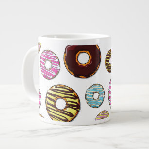Pattern Of Doughnuts, Colourful Doughnuts, Sprinkl Large Coffee Mug